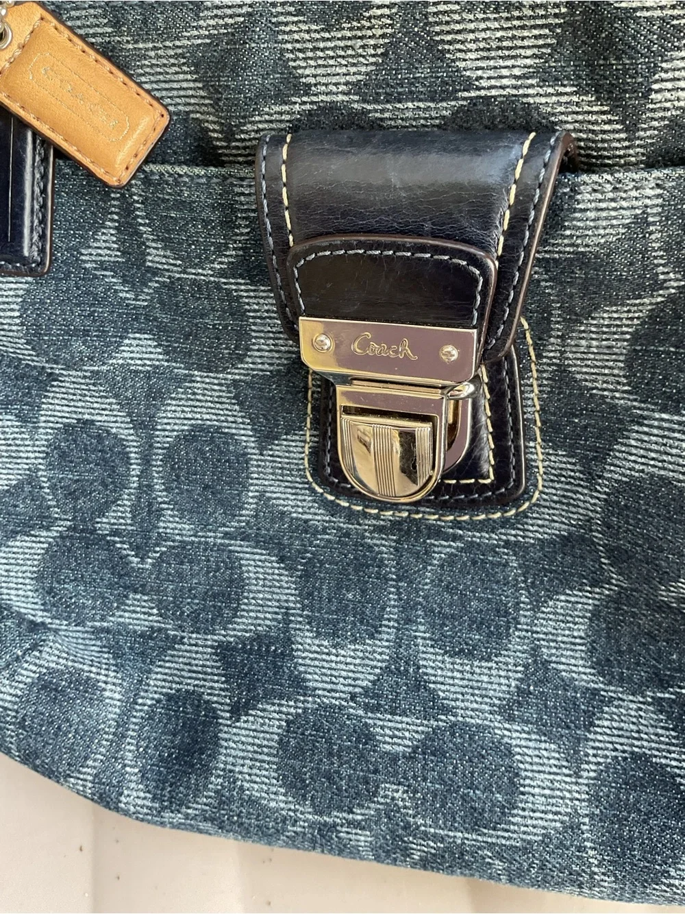 Coach Blue Signature Denim Shoulder Bag